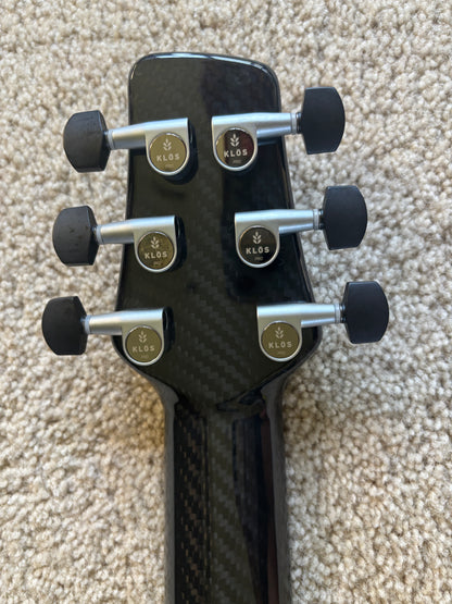 KLOS Full Carbon Series Grand Cutaway Mini Acoustic Electric Guitar, Carbon Fiber, Gig Bag