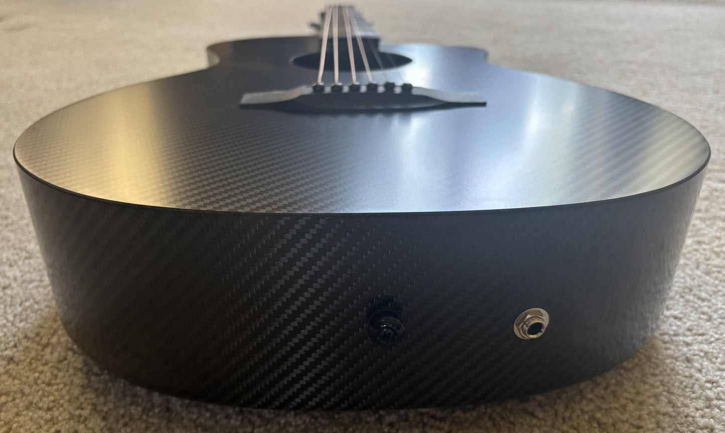 KLOS Full Carbon Series Grand Cutaway Mini Acoustic Electric Guitar, Carbon Fiber, Gig Bag