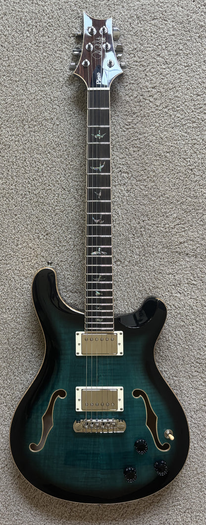 PRS Paul Reed Smith SE Hollowbody II Piezo Electric Guitar, Peacock Blue