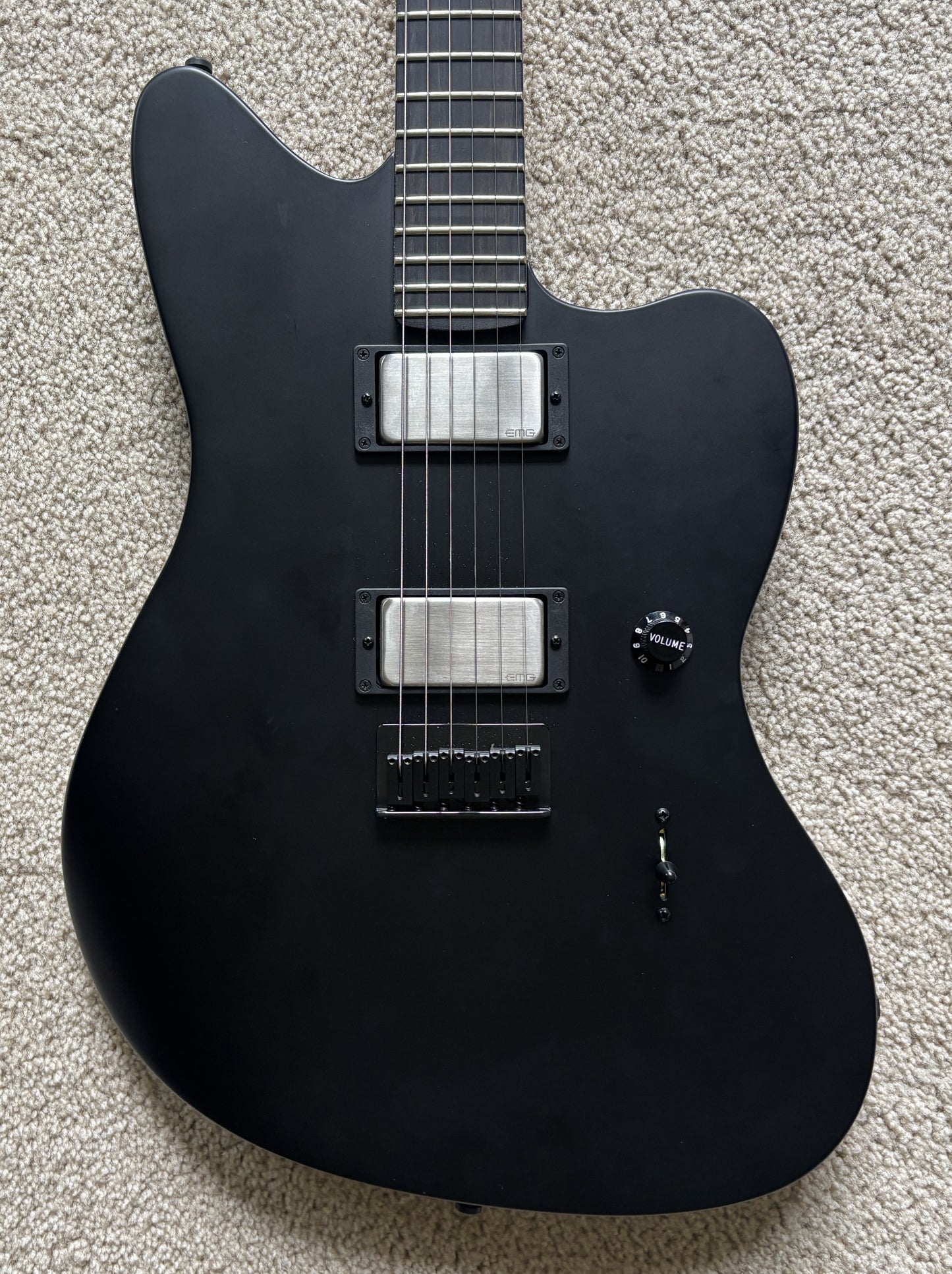 Fender Jim Root Jazzmaster Electric Guitar, Flat Black, Hard Shell Case