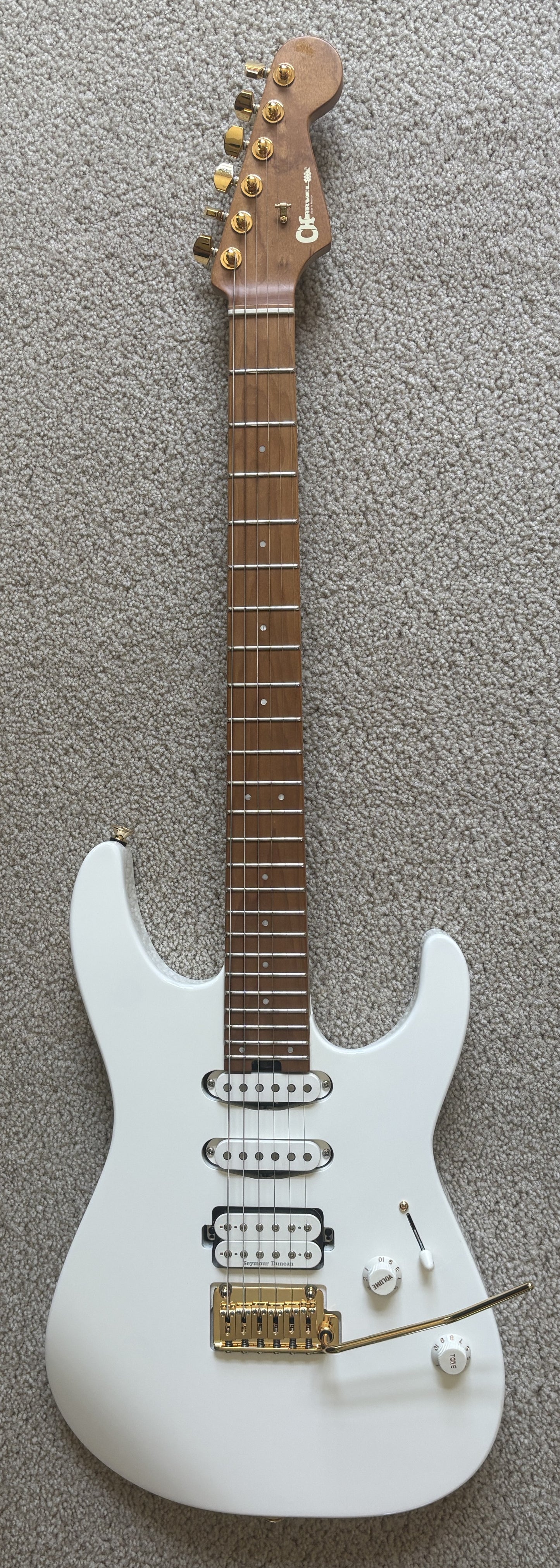 Charvel Pro-Mod DK24 HSS 2PT CM Electric Guitar, Snow White