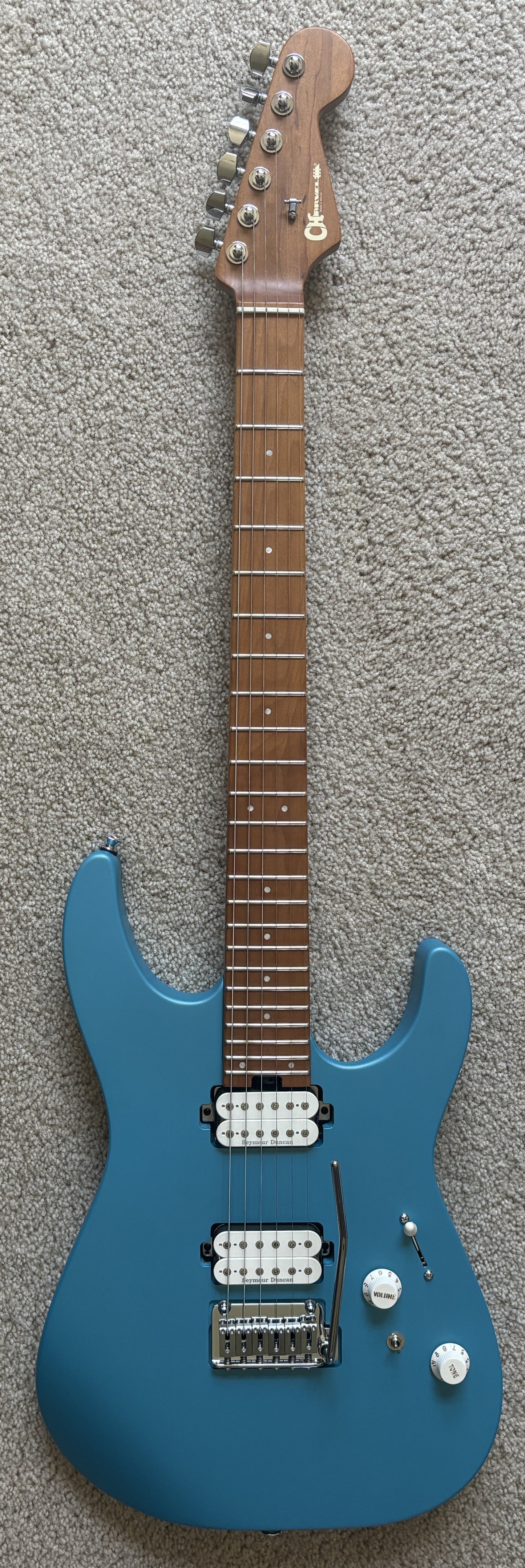 Charvel Pro-Mod DK24 HH 2PT CM Electric Guitar, Matte Blue Frost