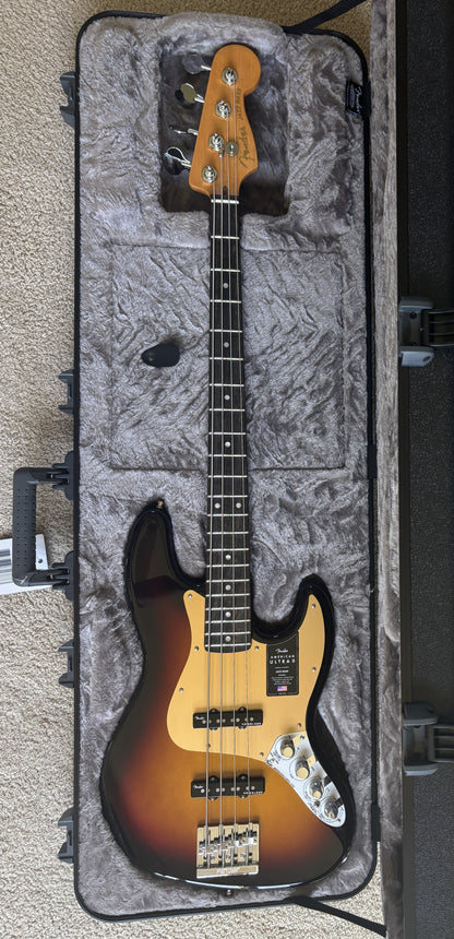 Fender American Ultra II Jazz Bass Guitar, Ultraburst, Deluxe Molded Case