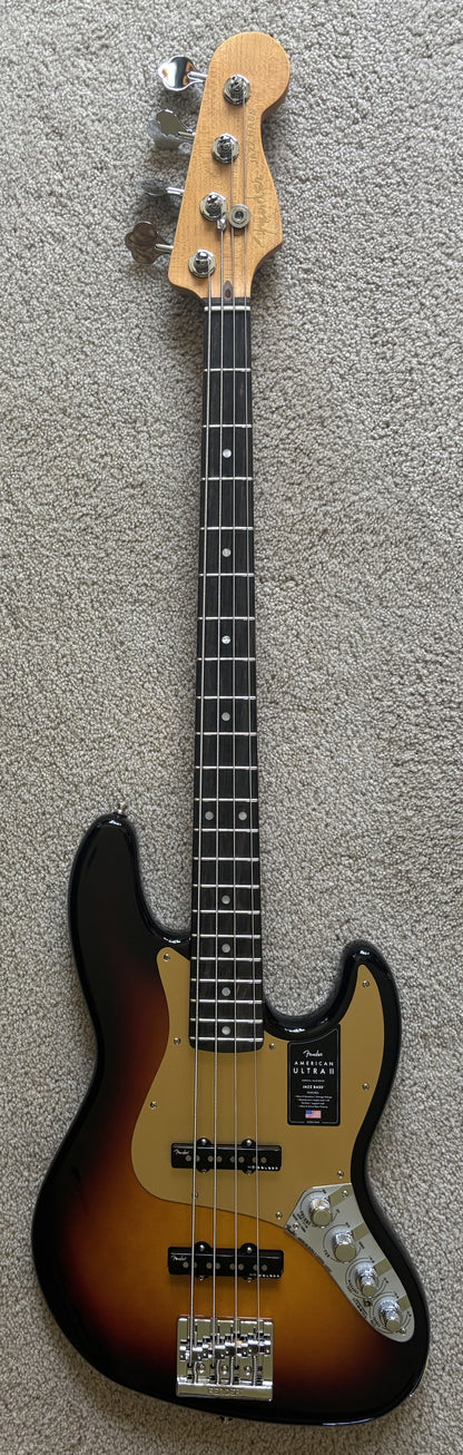 Fender American Ultra II Jazz Bass Guitar, Ultraburst, Deluxe Molded Case