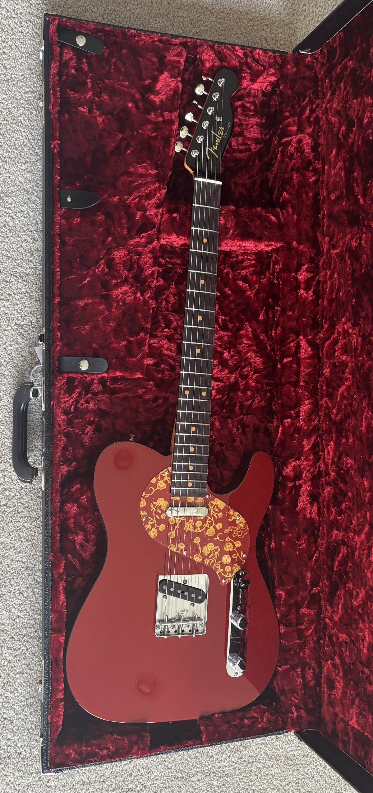 Fender Limited Edition Raphael Saadiq Telecaster Electric Guitar, Dark Red Metallic, Hard Shell Case