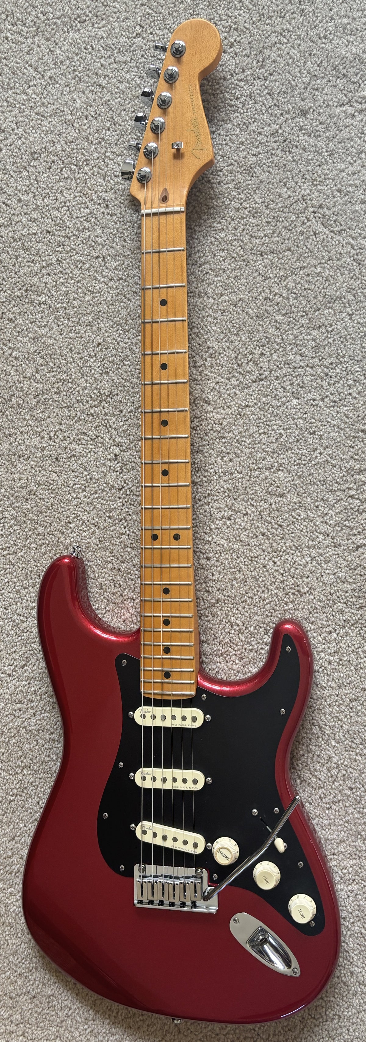 Fender American Ultra II Stratocaster Electric Guitar, Sinister Red, Deluxe Molded Case