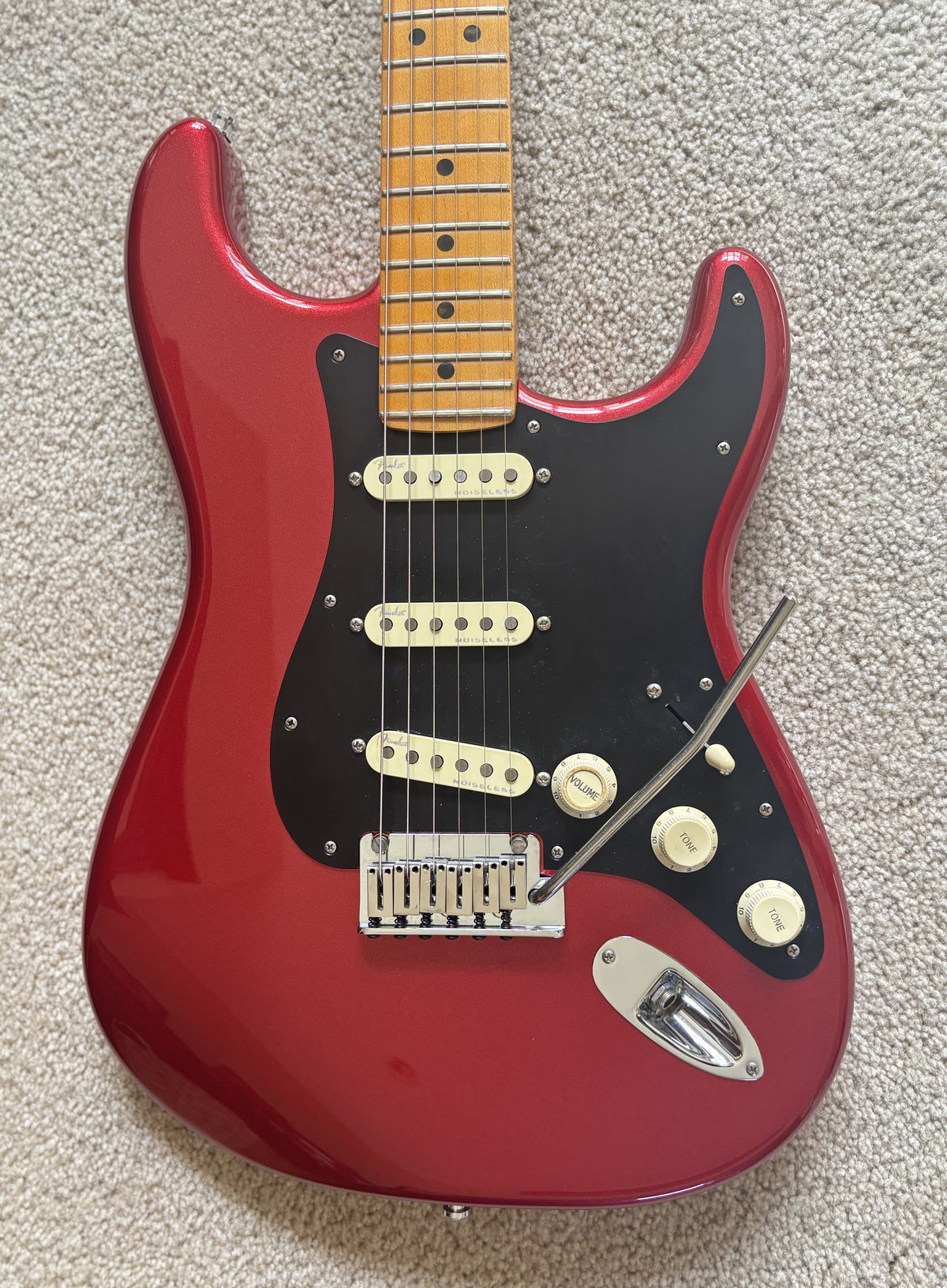 Fender American Ultra II Stratocaster Electric Guitar, Sinister Red, Deluxe Molded Case