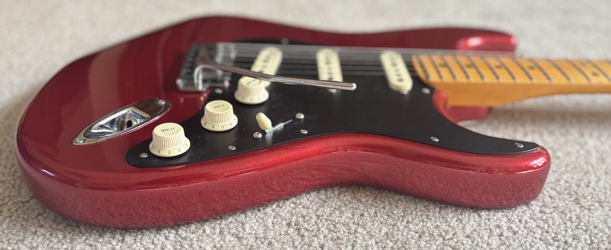 Fender American Ultra II Stratocaster Electric Guitar, Sinister Red, Deluxe Molded Case