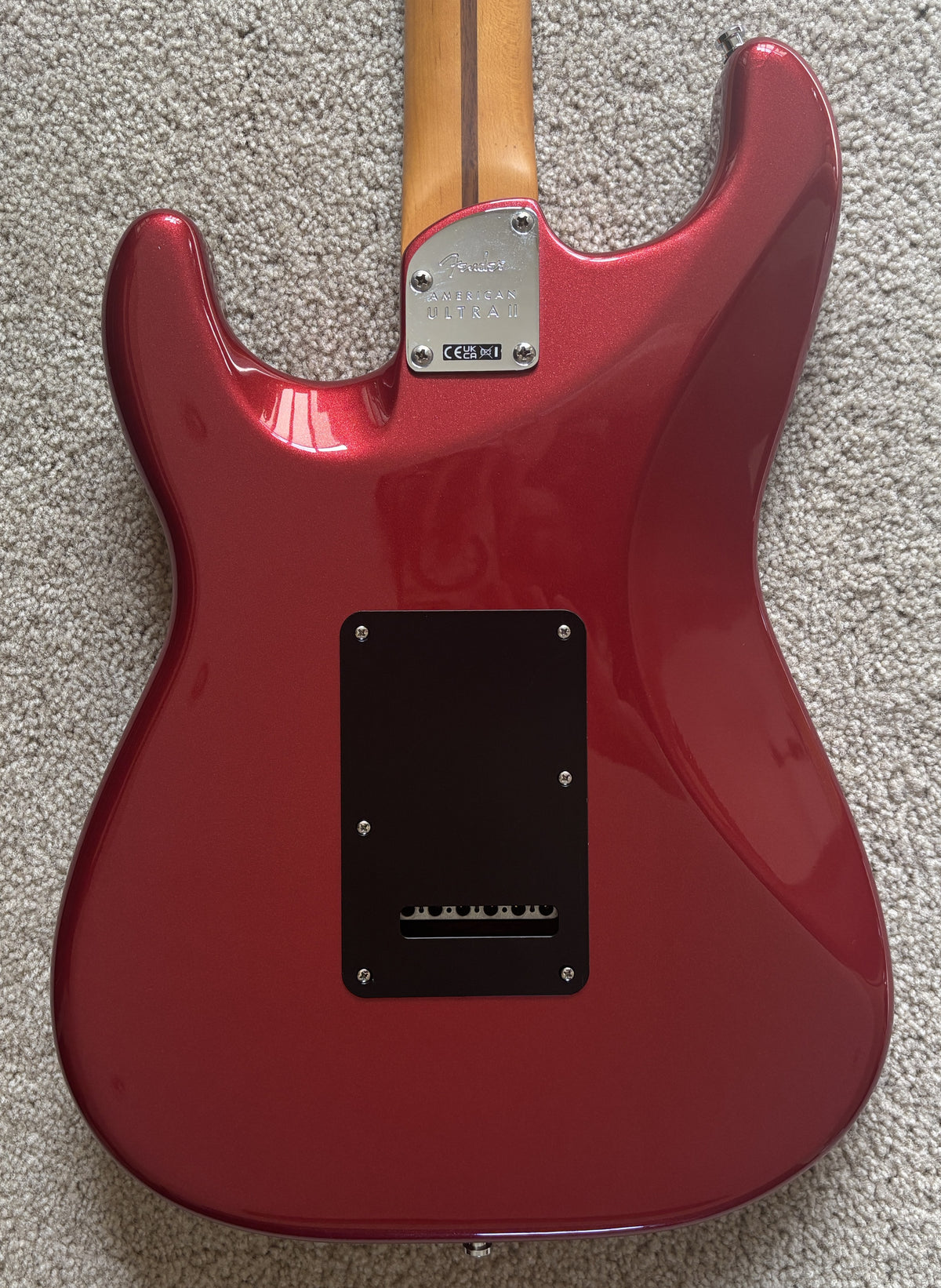 Fender American Ultra II Stratocaster Electric Guitar, Sinister Red, Deluxe Molded Case