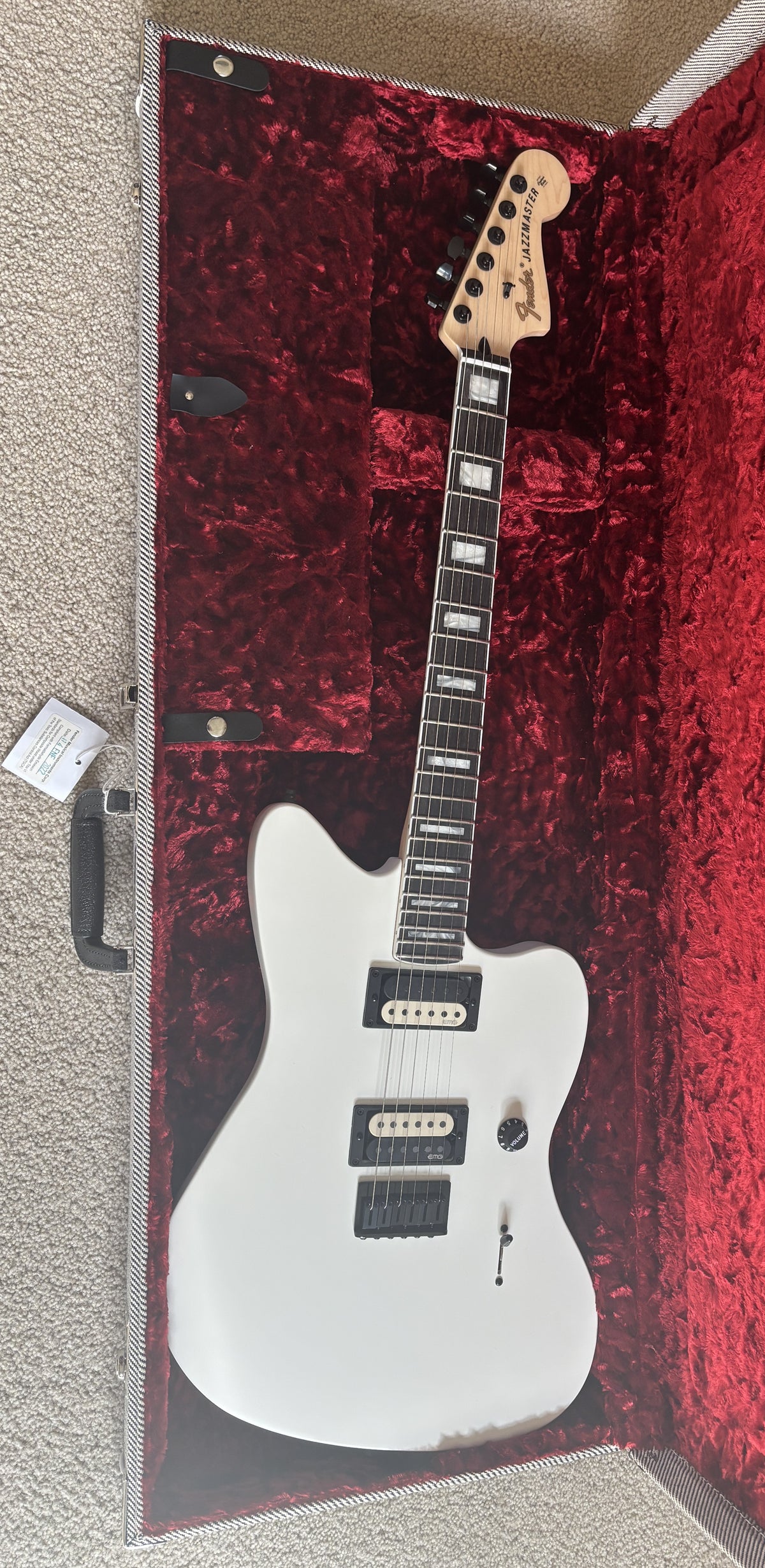 Fender Jim Root Jazzmaster V4 Electric Guitar, Arctic White, Hard Shell Case