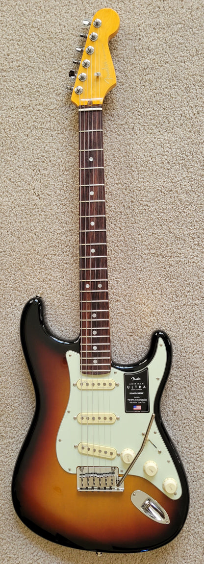 Fender American Ultra Stratocaster Electric Guitar, Ultraburst, Elite Molded Hard Shell Case
