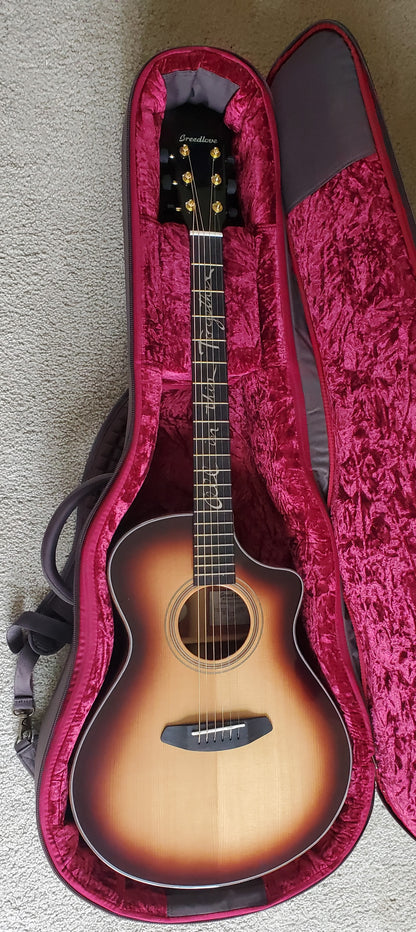 Breedlove Jeff Bridges Amazon Concert Sunburst CE Acoustic Electric Guitar, New Taylor Case
