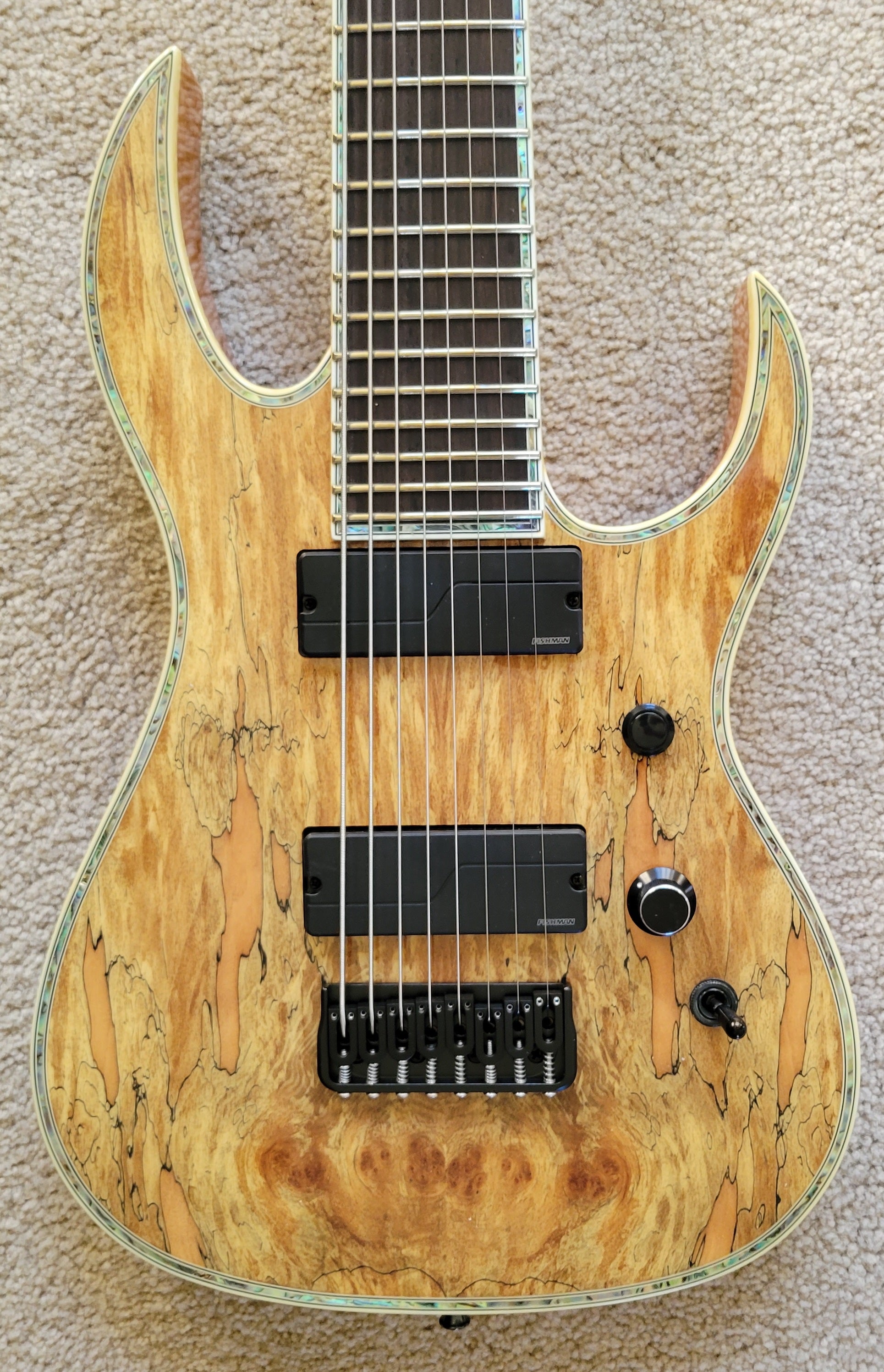 B.C. Rich Shredzilla Extreme 8 String Exotic Electric Guitar, Spalted  Maple, New Hard Shell Case