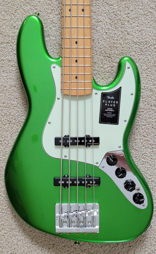 Fender Player Plus Jazz Bass V 5 String Electric Guitar, Cosmic Jade, New Gig Bag