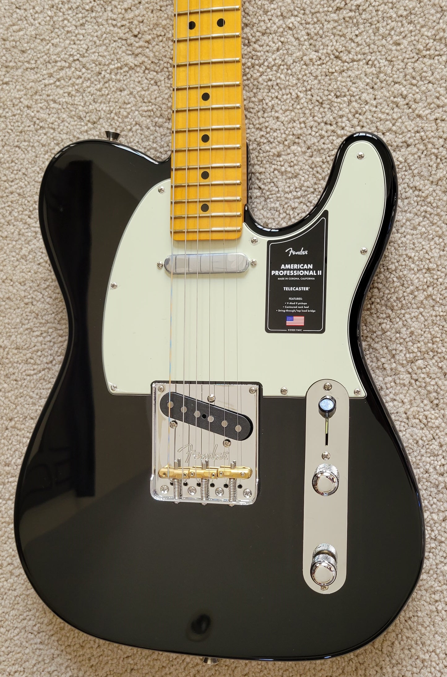 Fender American Professional II Telecaster Electric Guitar, Black, Deluxe Molded Hard Shell Case