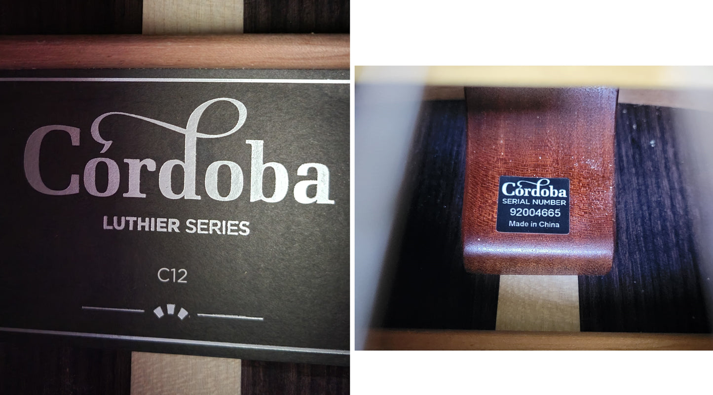Cordoba C12 CD Cedar Traditional Classical Acoustic Guitar--New Cordoba Humicase