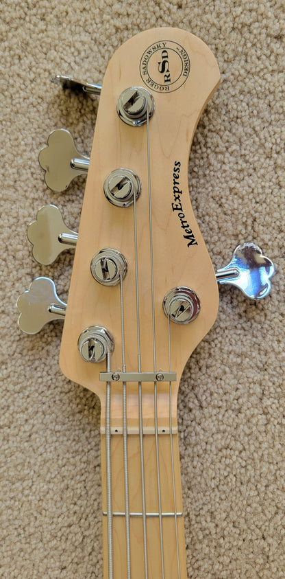 Sadowsky RSD MetroExpress Vintage P/J 5 String Electric Bass Guitar, Sage Green Metallic, Gig Bag