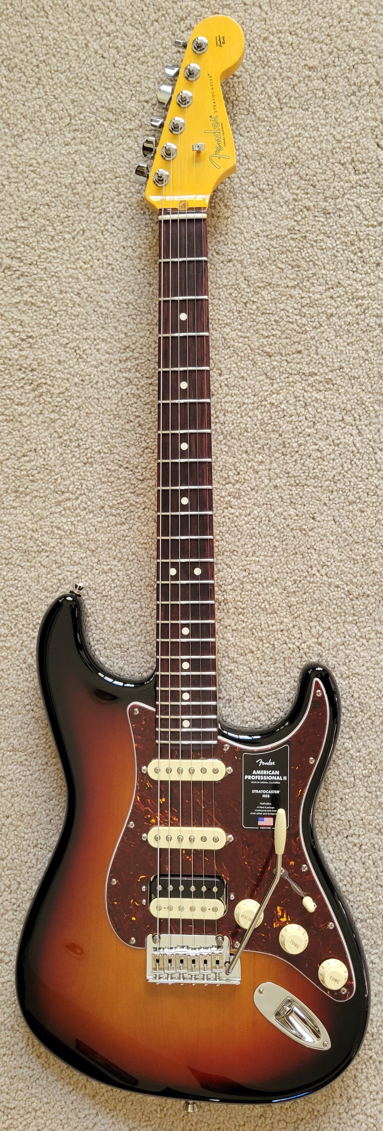 Fender American Professional II Stratocaster Electric Guitar, 3-Color  Sunburst, Deluxe Molded Hard Shell Case