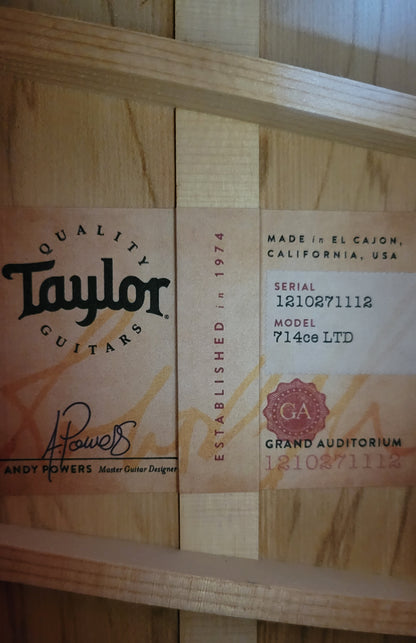 Taylor 714ce LTD Grand Auditorium Acoustic Electric Guitar, Blackheart Sassafras and Lutz Spruce