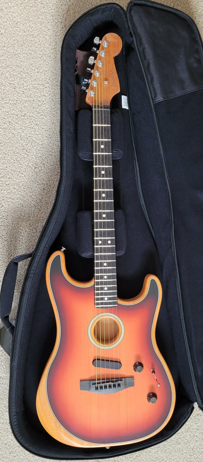 Fender American Acoustasonic Stratocaster Electric Guitar, 3 Color Sunburst, New Deluxe Gig Bag