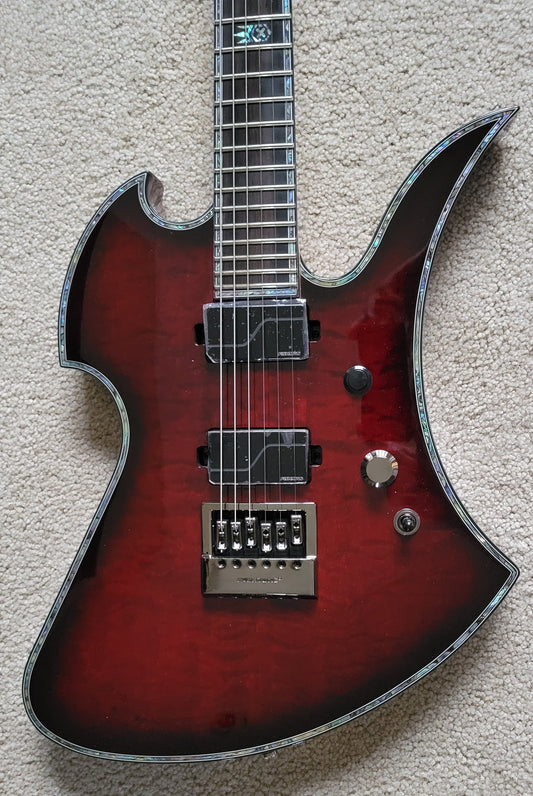 B.C. Rich Mockingbird Extreme Exotic Electric Guitar, Black Cherry Quilt, New Hard Shell Case