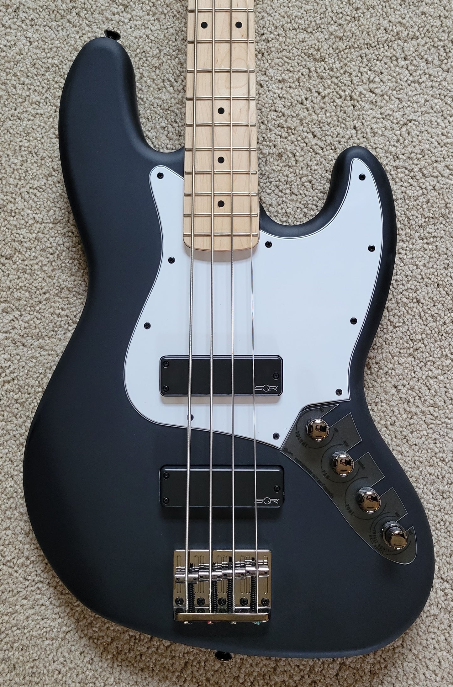 Fender Squier Contemporary Active Jazz Bass Guitar HH, Maple Neck, Flat Black Finish