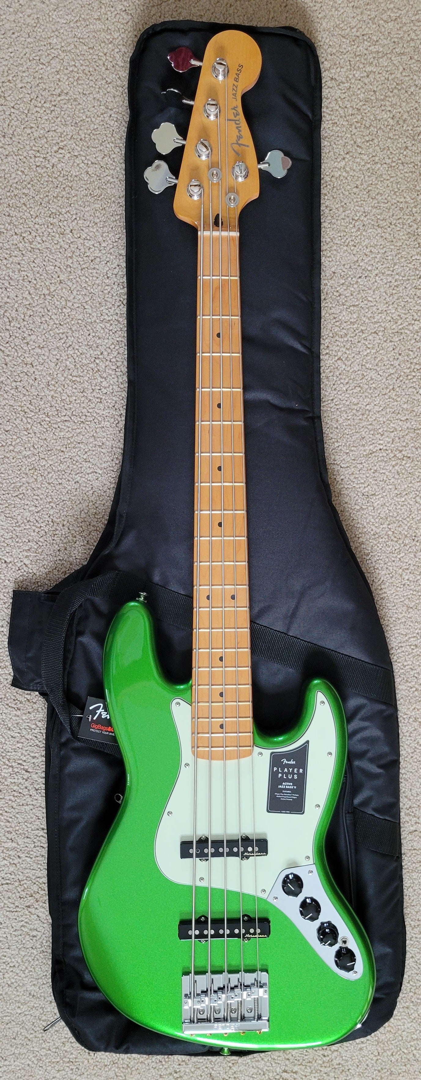 Fender Player Plus Jazz Bass V 5 String Electric Guitar, Cosmic Jade, New  Gig Bag