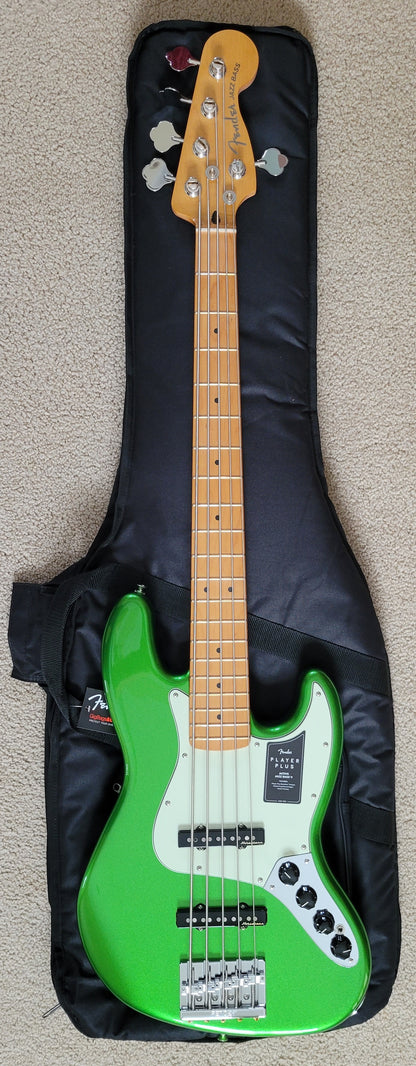 Fender Player Plus Jazz Bass V 5 String Electric Guitar, Cosmic Jade, New Gig Bag