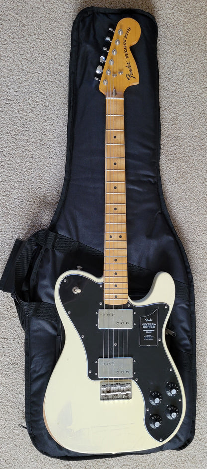 Fender Vintera Road Worn '70s Telecaster Deluxe Electric Guitar, Olympic White, Gig Bag