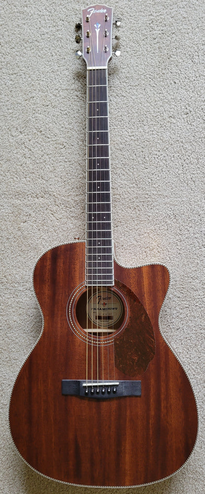 Fender Paramount PM-3C Triple-0 All Mahogany Acoustic Guitar, New Gig Bag