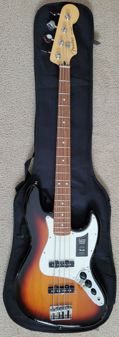 Fender Player Jazz Bass Electric Guitar, 3-Color Sunburst, New Gig Bag